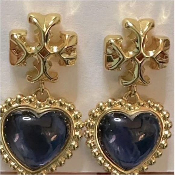 NWT TORY BURCH ROXANNE BLUE CRYSTAL DROP EARRINGS/DUSTBAG - Picture 5 of 6